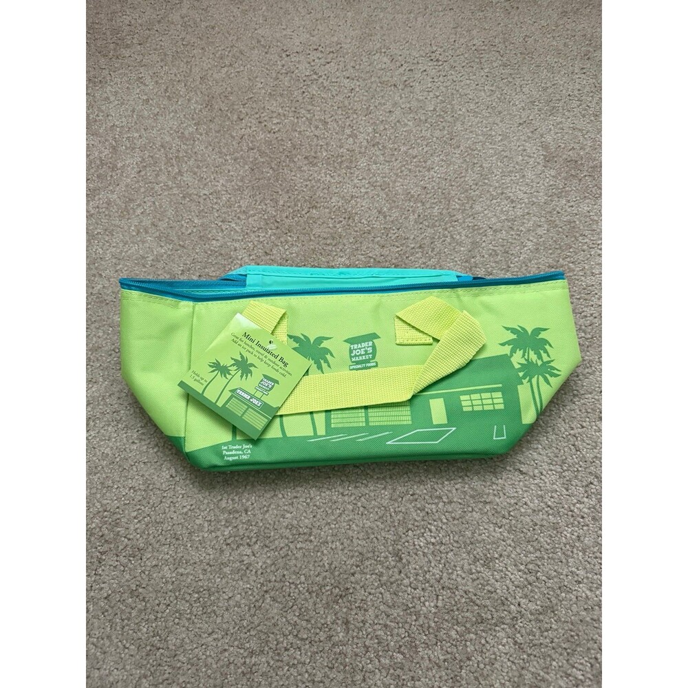 Trader Joe's Mini Insulated Cooler Lunch Bag Palm Green NWT